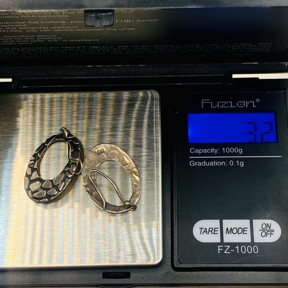 EUC Handcrafted 925 Sterling Silver Oval Dangle Shepherd Hook Earrings - Picture 13 of 13